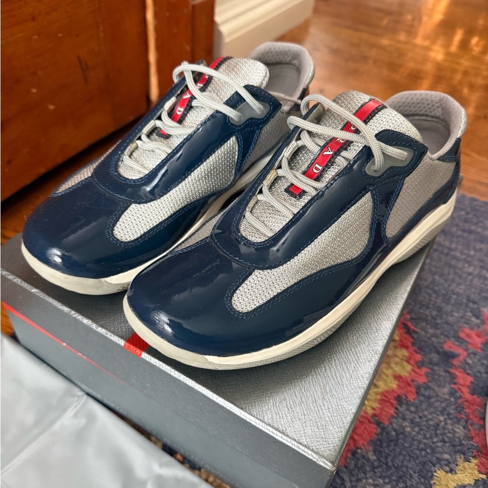 Prada Men's Navy and Light Gray Sneakers obo - Picture 3 of 6